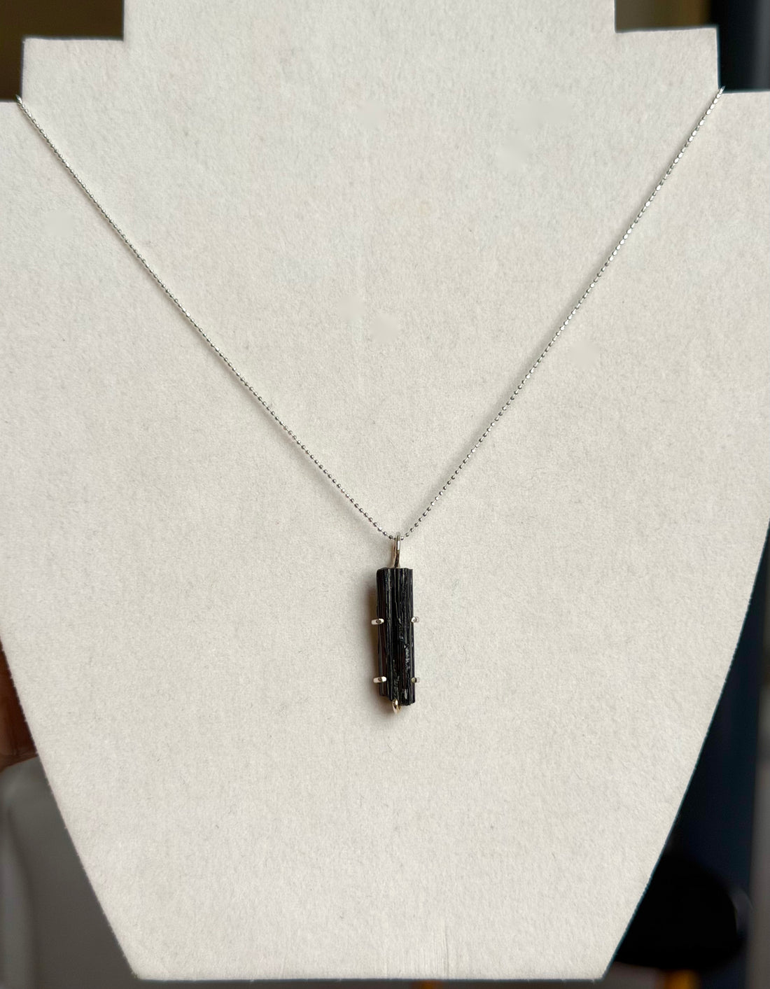 Unisex Raw Black Tourmaline Pendant Necklace, October Birthstone