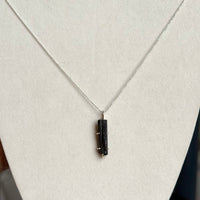 Unisex Raw Black Tourmaline Pendant Necklace, October Birthstone