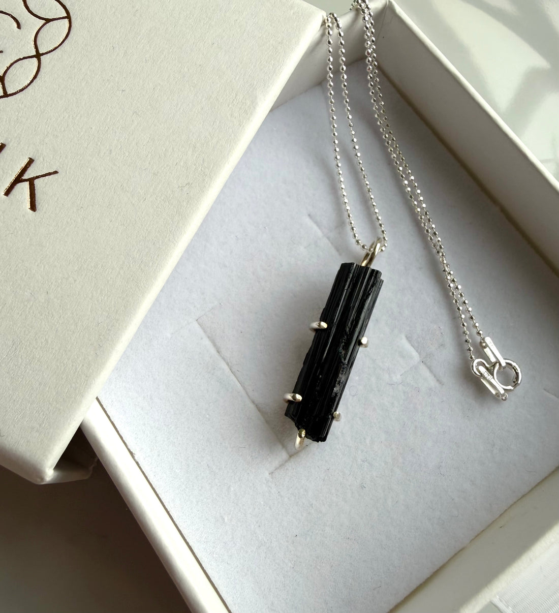 Unisex Raw Black Tourmaline Pendant Necklace, October Birthstone