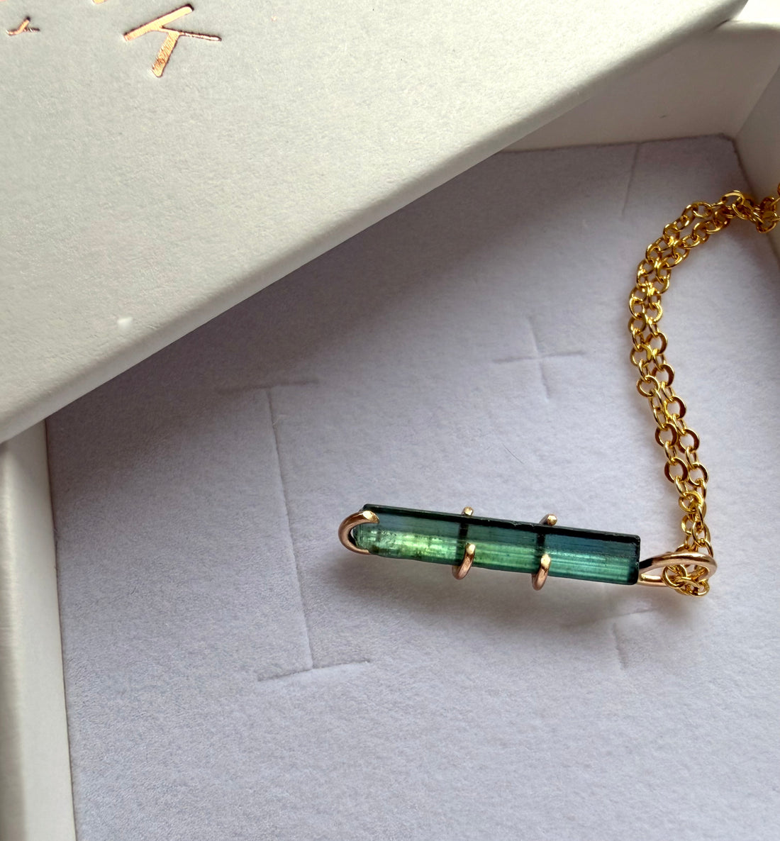 Raw Bicolor Blue Green Watermelon Tourmaline Pendant Necklace, October Birthstone