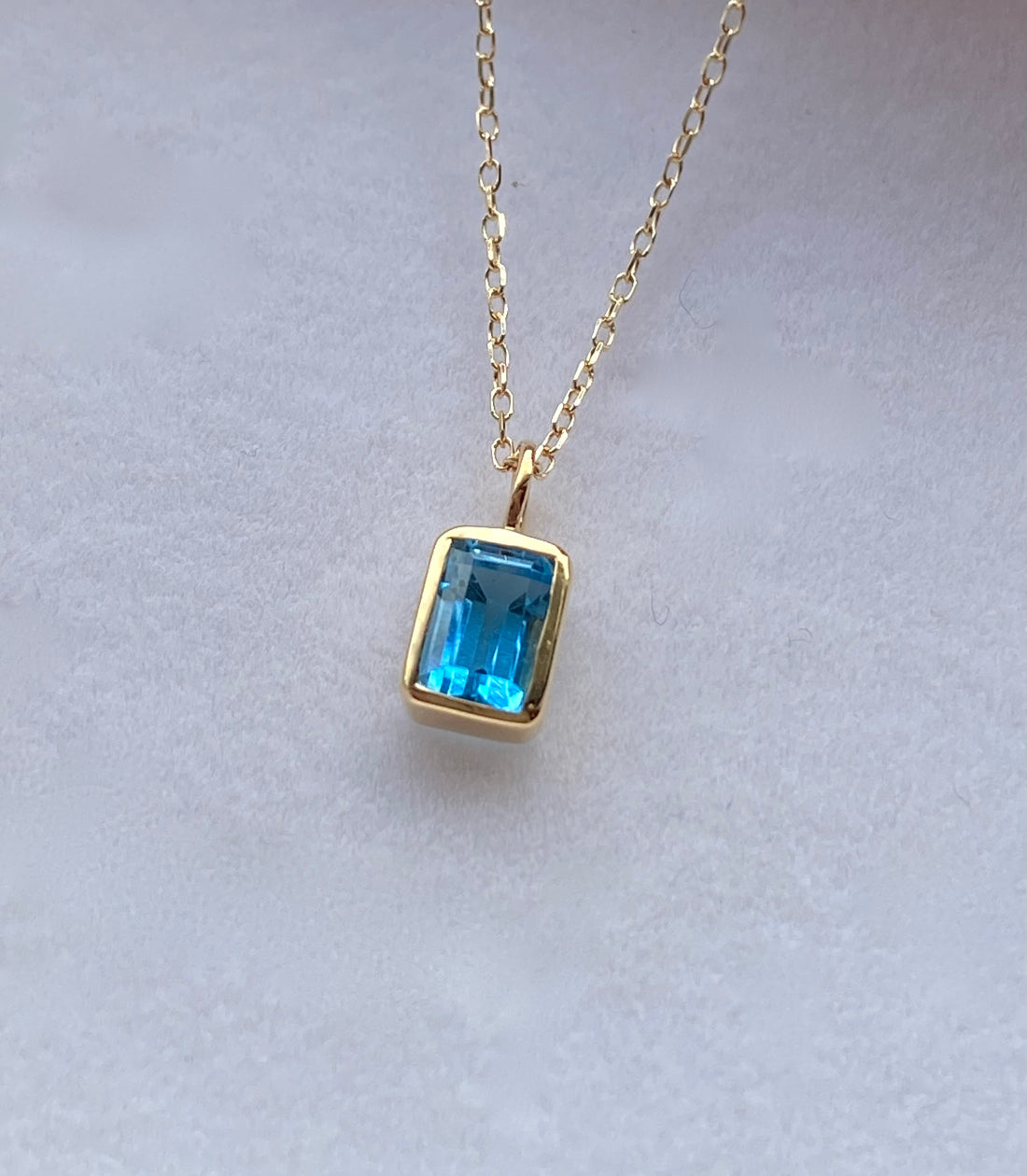 Swiss Blue Topaz Pendant Necklace, November Birthstone Necklace