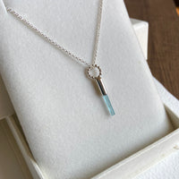 Natural Blue Tourmaline Crystal Pendant Necklace, October Birthstone Gift