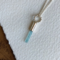 Natural Blue Tourmaline Crystal Pendant Necklace, October Birthstone Gift