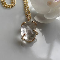 Brazilian Rock Quartz Crystal Pendant Necklace, April Birthstone