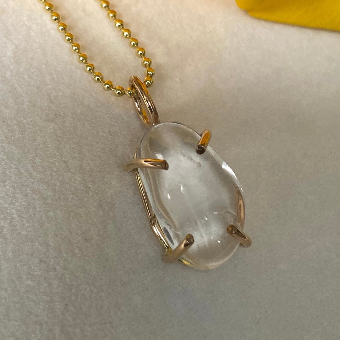 Brazilian Rock Quartz Crystal Pendant Necklace, April Birthstone