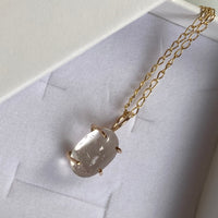 Brazilian Rock Quartz Crystal Pendant Necklace, April Birthstone