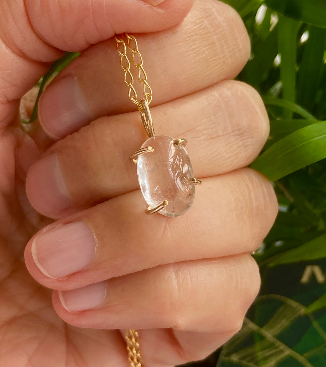 Brazilian Rock Quartz Crystal Pendant Necklace, April Birthstone