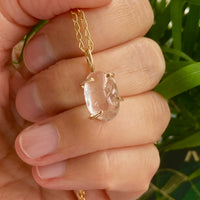 Brazilian Rock Quartz Crystal Pendant Necklace, April Birthstone