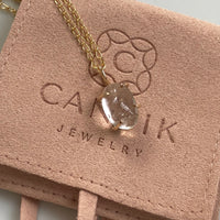 Brazilian Rock Quartz Crystal Pendant Necklace, April Birthstone