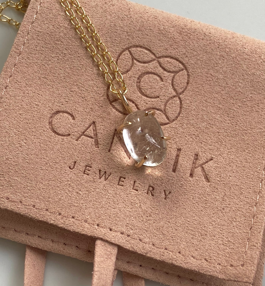 Brazilian Rock Quartz Crystal Pendant Necklace, April Birthstone