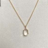 Brazilian Rock Quartz Crystal Pendant Necklace, April Birthstone