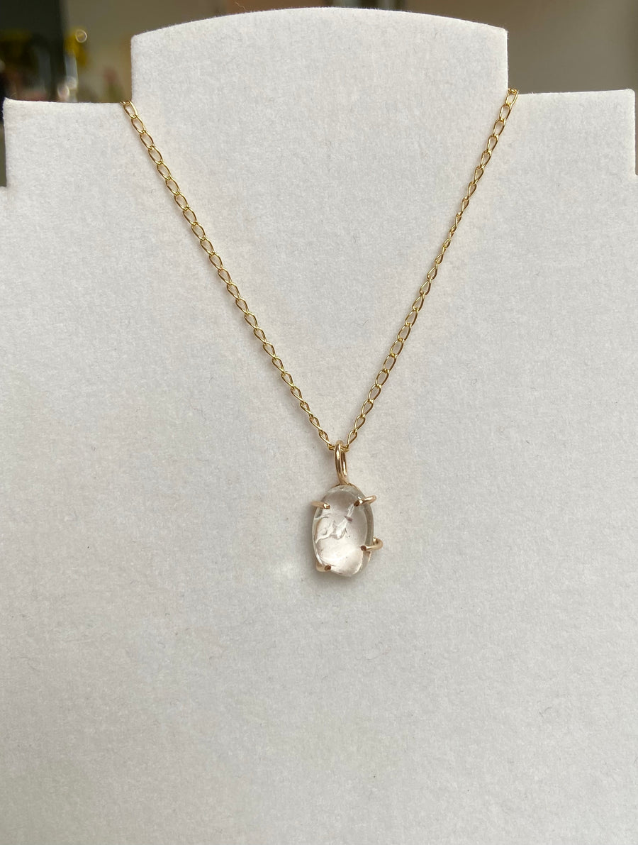 Brazilian Rock Quartz Crystal Pendant Necklace, April Birthstone