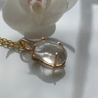 Brazilian Rock Quartz Crystal Pendant Necklace, April Birthstone