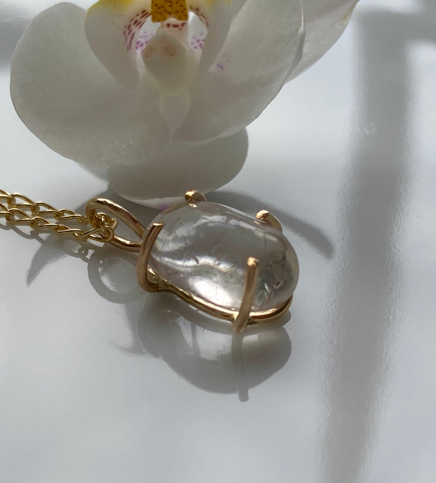 Brazilian Rock Quartz Crystal Pendant Necklace, April Birthstone