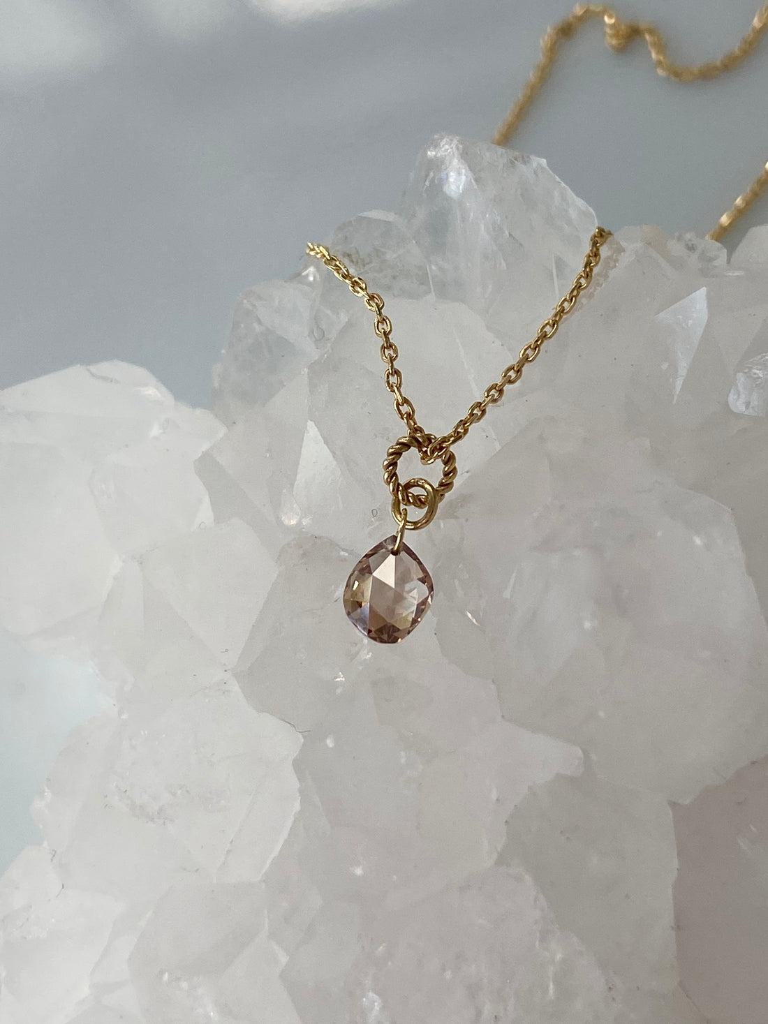 18k Gold and Cognac Brown Diamond Necklace, April Birthstone Necklace