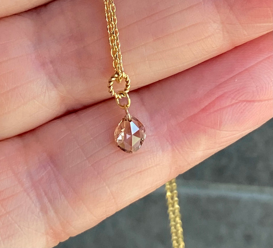 18k Gold and Cognac Brown Diamond Necklace, April Birthstone Necklace