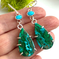 Rare Chrysocolla Malachite and Arizona Turquoise Earrings
