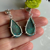 Rare Chrysocolla Malachite and Arizona Turquoise Earrings