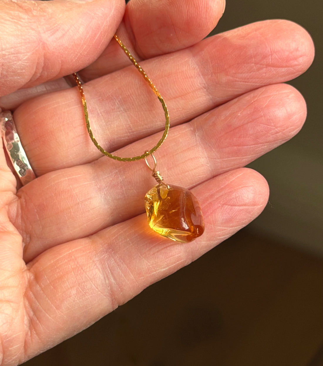 Raw Brazilian Citrine Pendant Necklace, November Birthstone