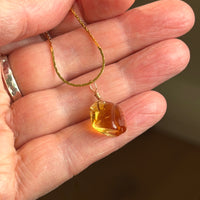 Raw Brazilian Citrine Pendant Necklace, November Birthstone