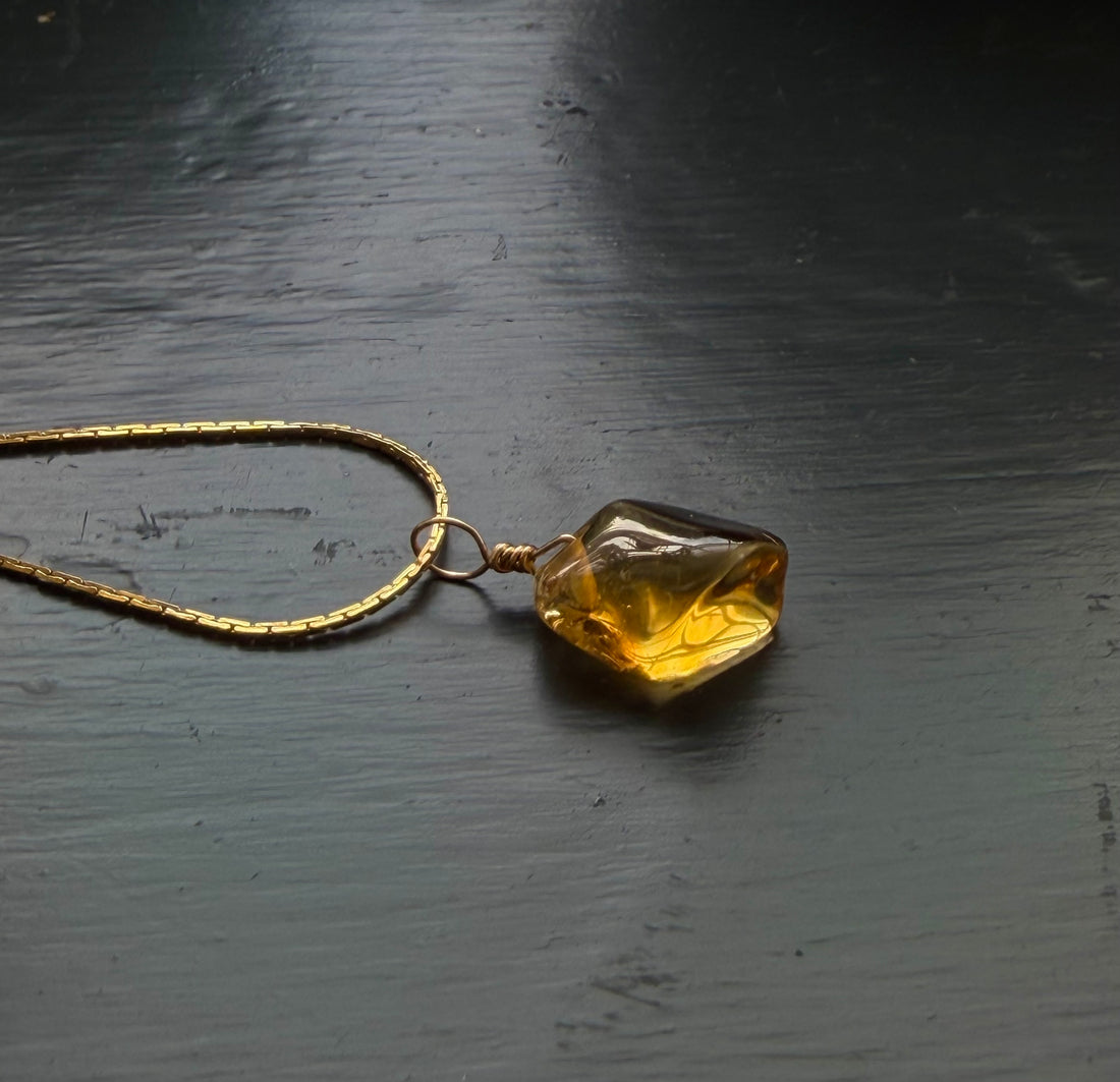 Raw Brazilian Citrine Pendant Necklace, November Birthstone