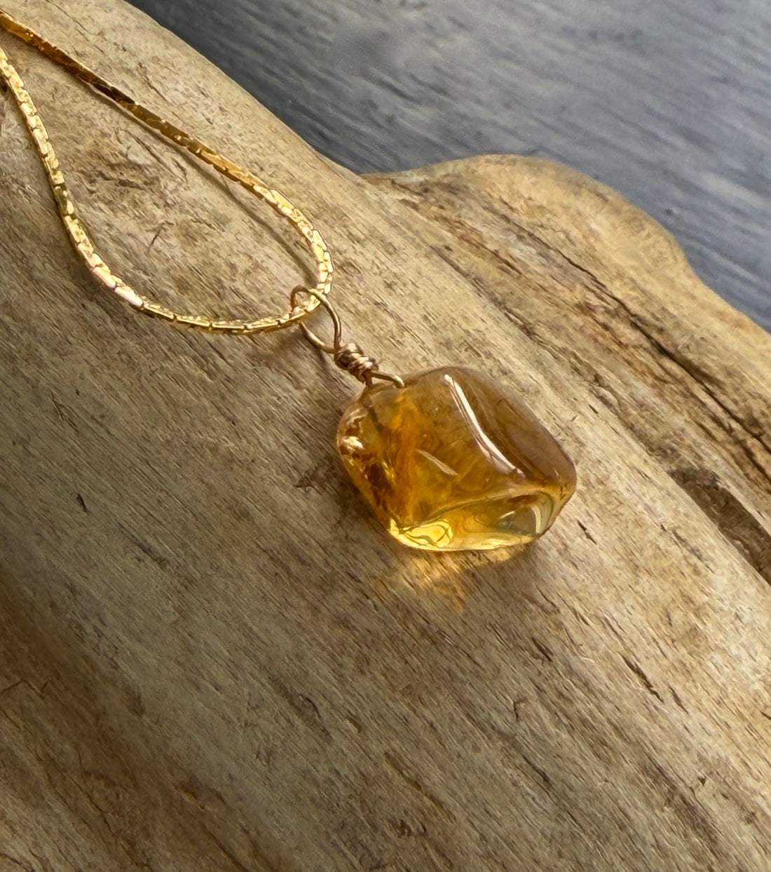 Raw Brazilian Citrine Pendant Necklace, November Birthstone