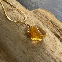 Raw Brazilian Citrine Pendant Necklace, November Birthstone