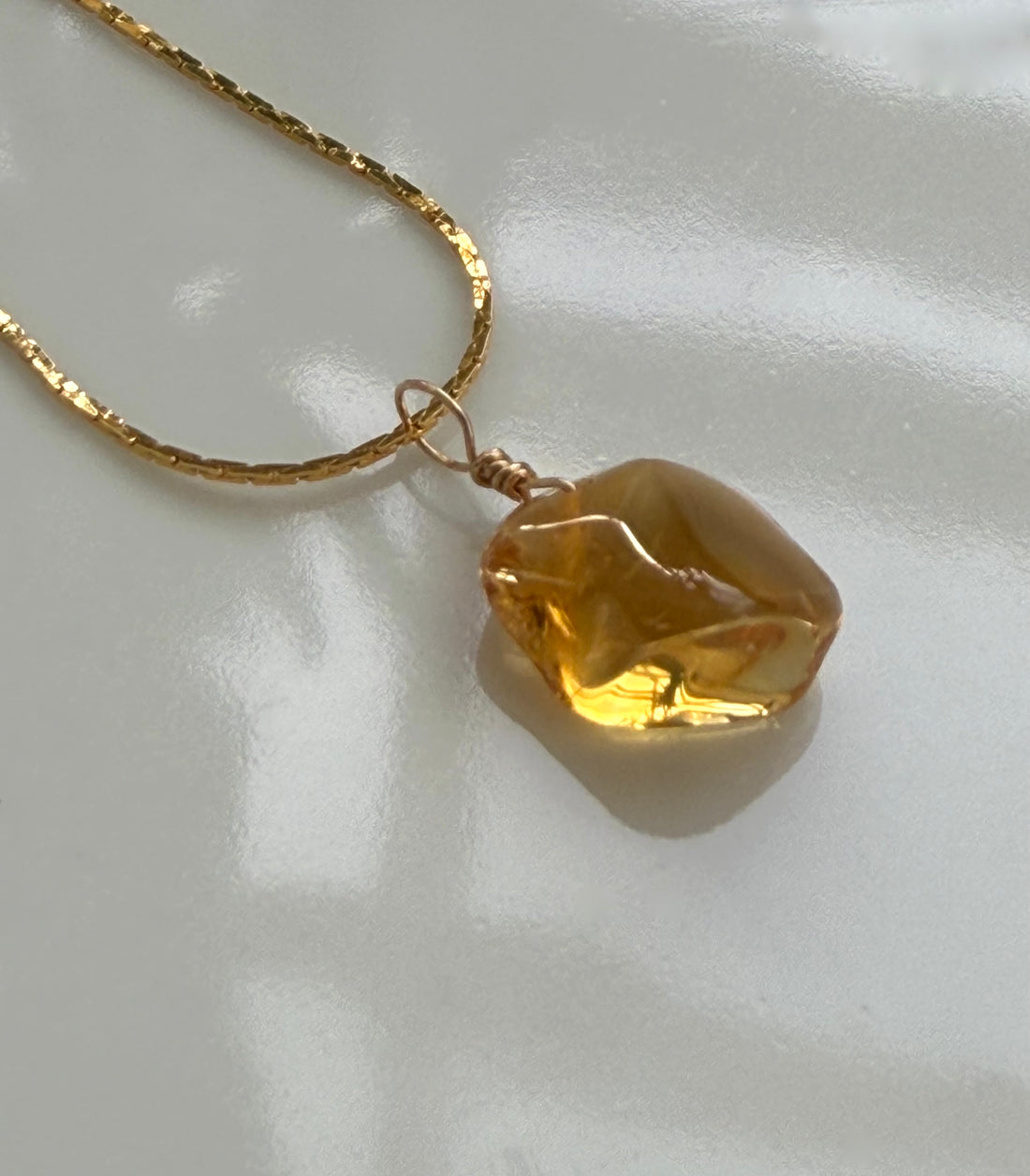 Raw Brazilian Citrine Pendant Necklace, November Birthstone