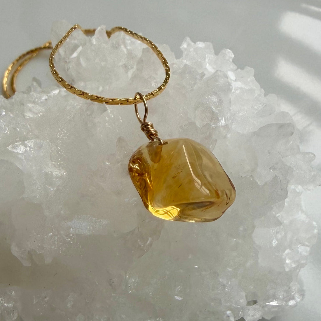 Raw Brazilian Citrine Pendant Necklace, November Birthstone