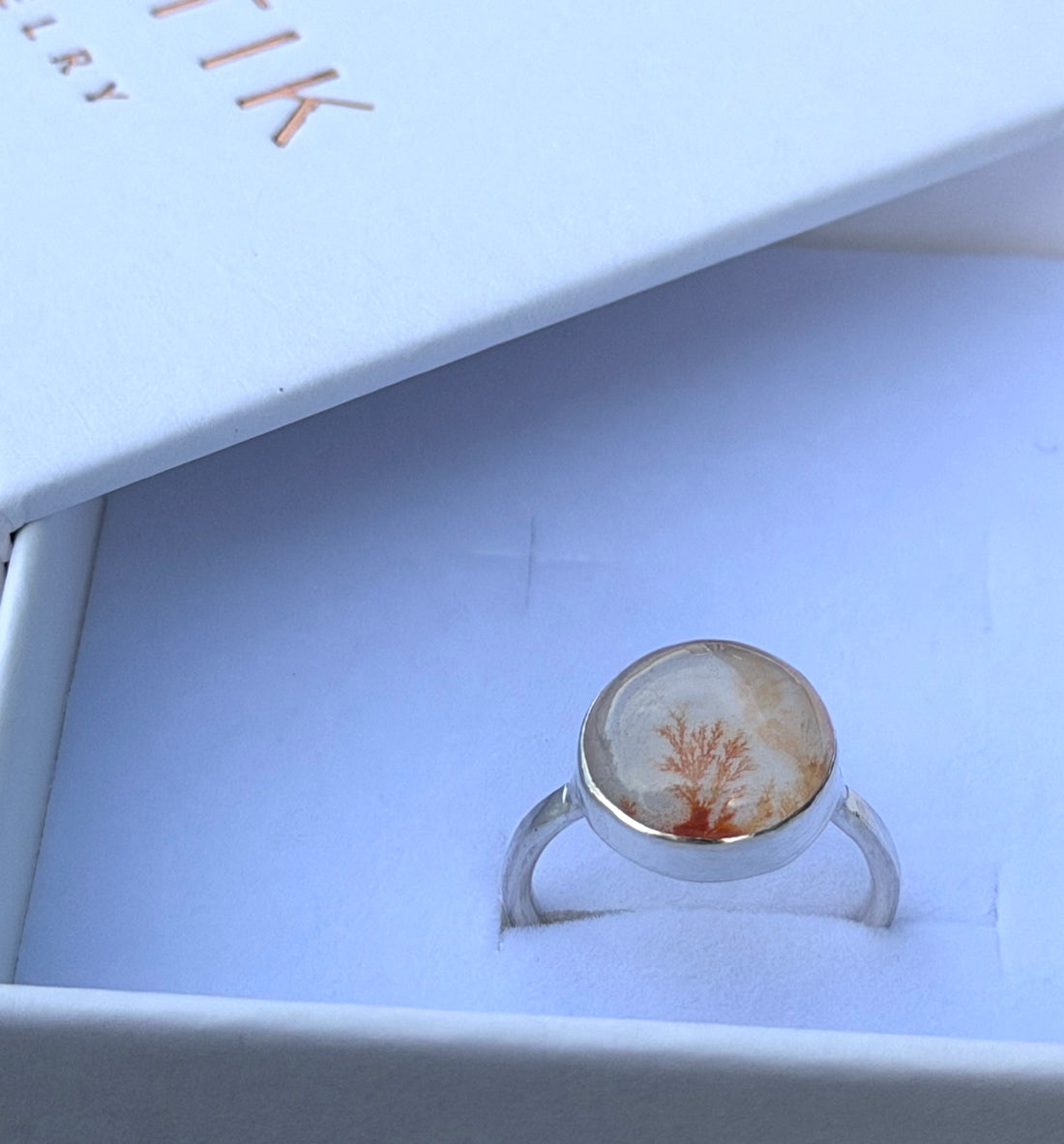 Dendritic Agate Ring, May Birthstone