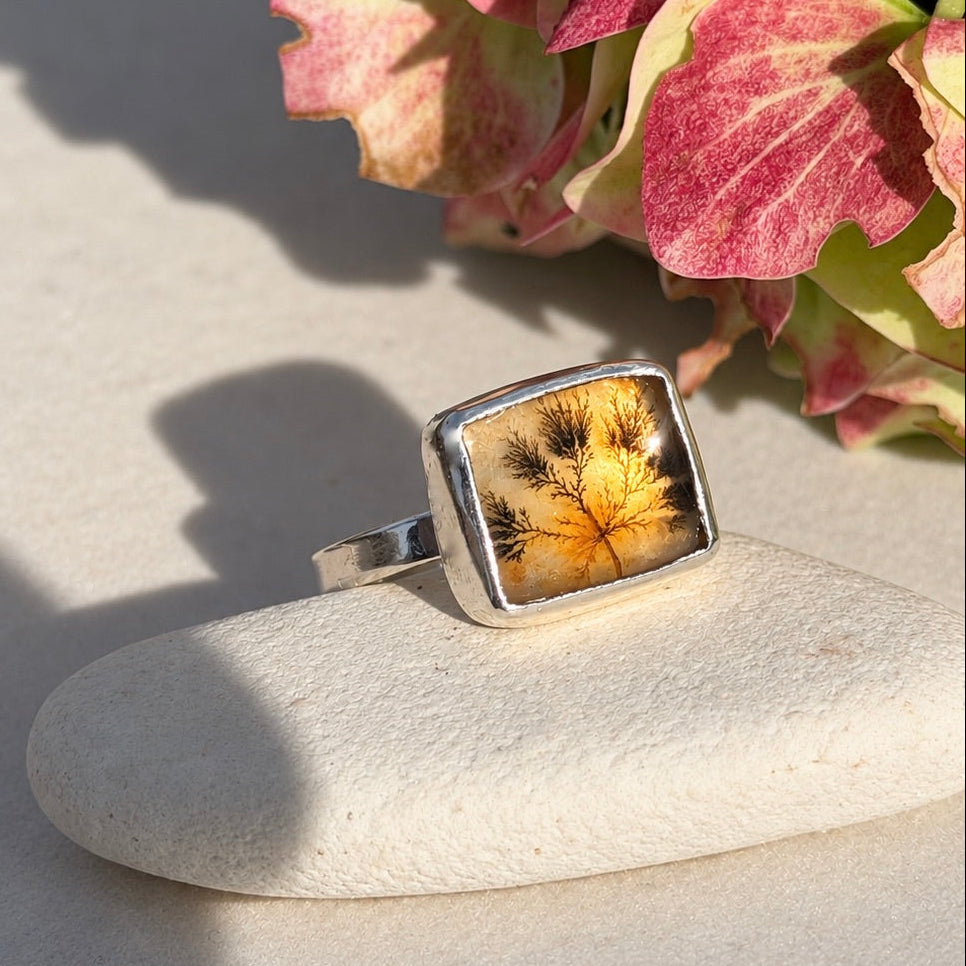 Dendritic Agate Ring, May Birthstone