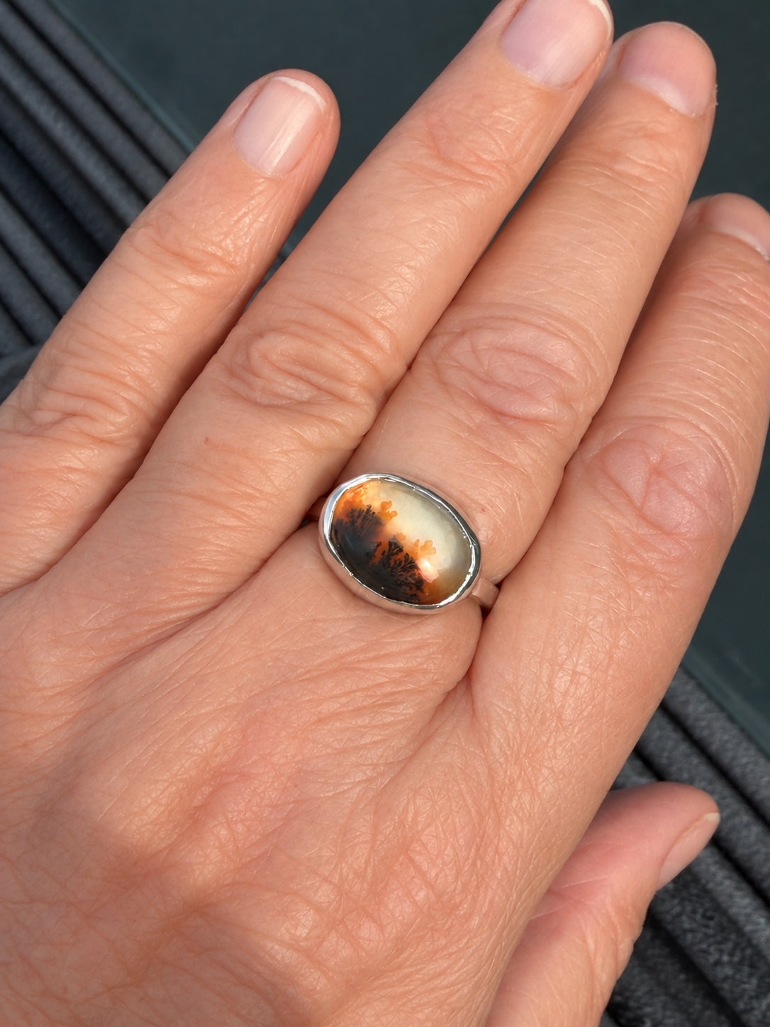 Dendritic Agate Ring, May Birthstone