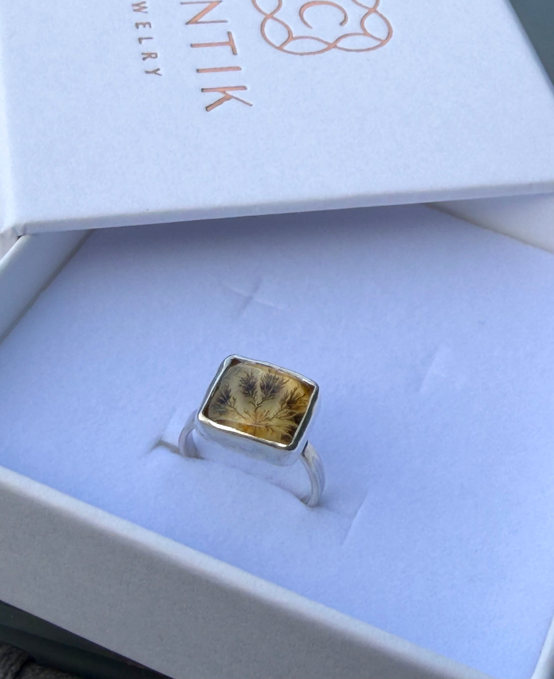 Dendritic Agate Ring, May Birthstone