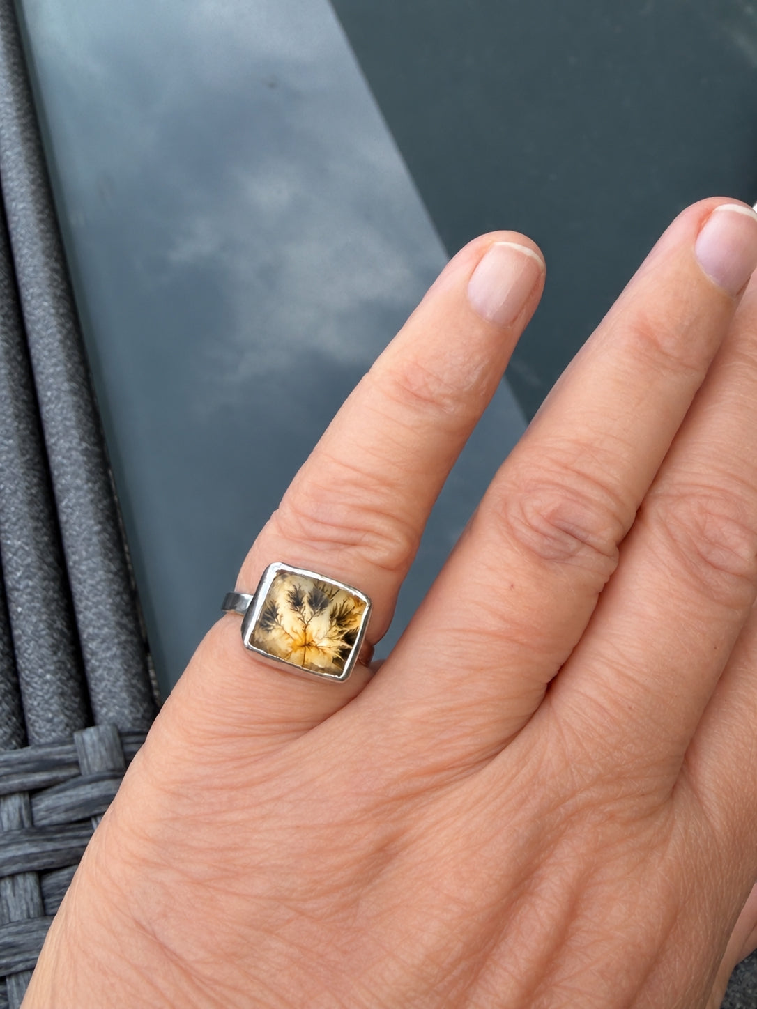 Dendritic Agate Ring, May Birthstone