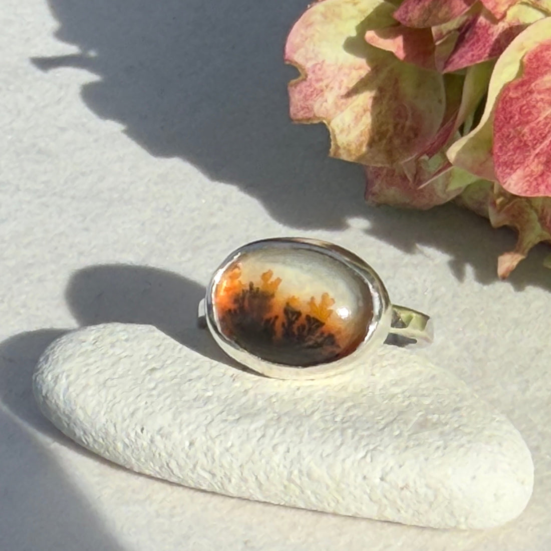 Dendritic Agate Ring, May Birthstone