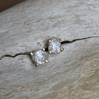 One-of-a-kind Rough Cream White Diamond Stud Earrings, April Birthstone Earrings, Bridesmaid Earrings