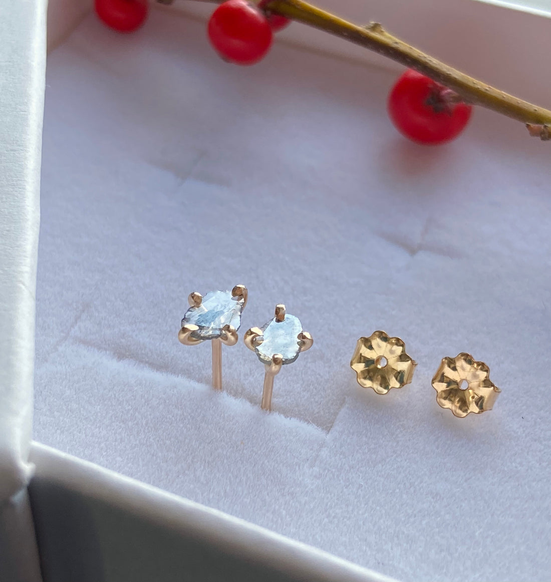 Raw Salt and Pepper Diamond Slice Earrings, April Birthstone, Bridesmaid Jewelry