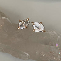 Raw Salt and Pepper Diamond Slice Earrings, April Birthstone, Bridesmaid Jewelry