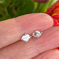 Raw Salt and Pepper Diamond Slice Earrings, April Birthstone, Bridesmaid Jewelry