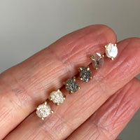 One-of-a-kind Rough Cream White Diamond Stud Earrings, April Birthstone Earrings, Bridesmaid Earrings