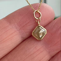 Gray Diamond Pendant Necklace, 18k Gold, April Birthstone