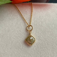 Gray Diamond Pendant Necklace, 18k Gold, April Birthstone