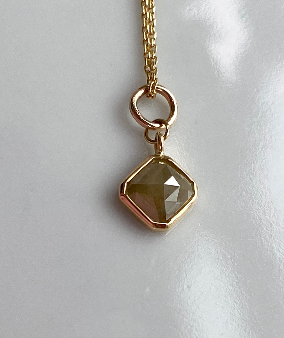 Gray Diamond Pendant Necklace, 18k Gold, April Birthstone