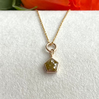 Green Yellow Diamond Pendant Necklace, 18k Gold, April Birthstone
