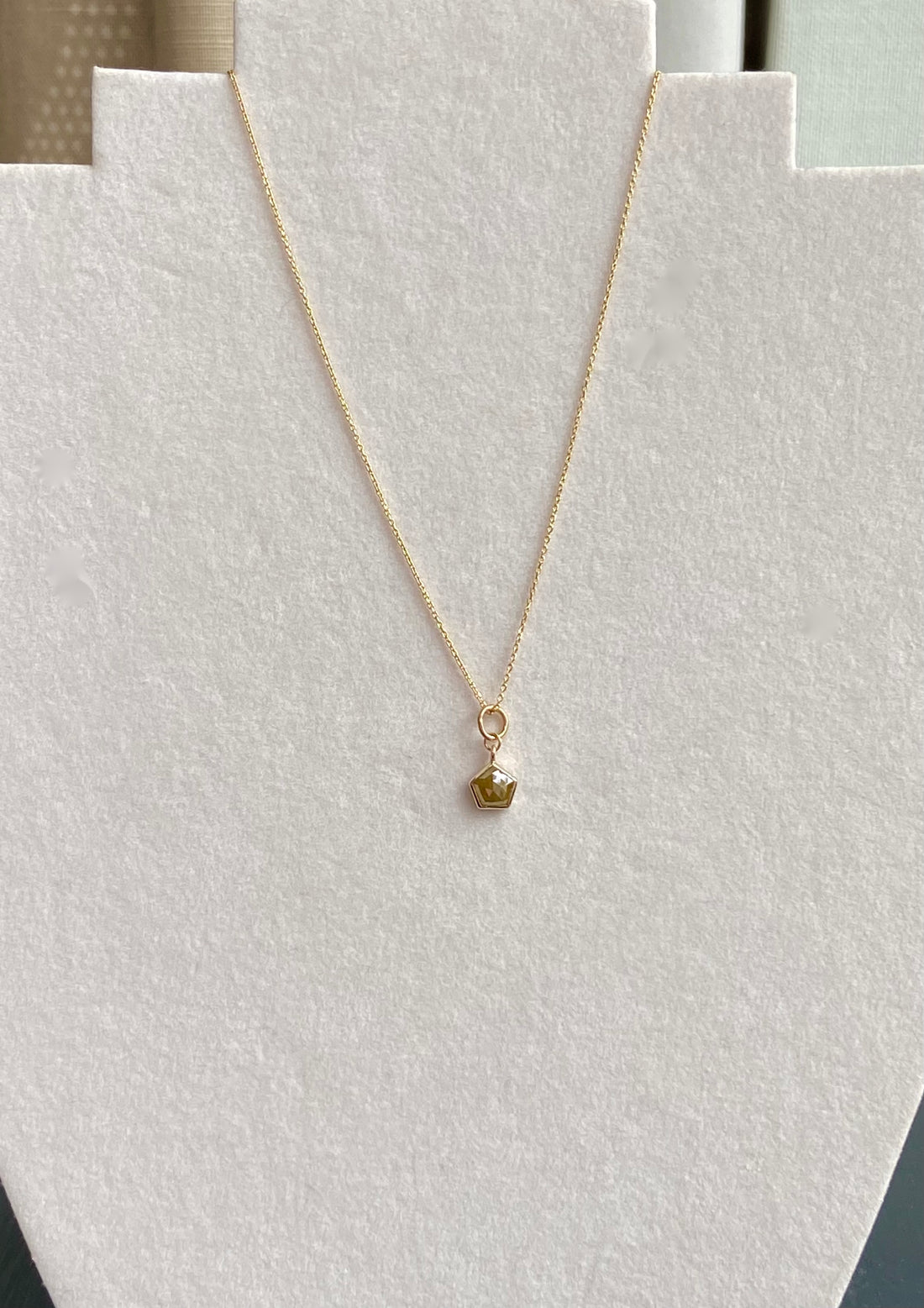 Green Yellow Diamond Pendant Necklace, 18k Gold, April Birthstone