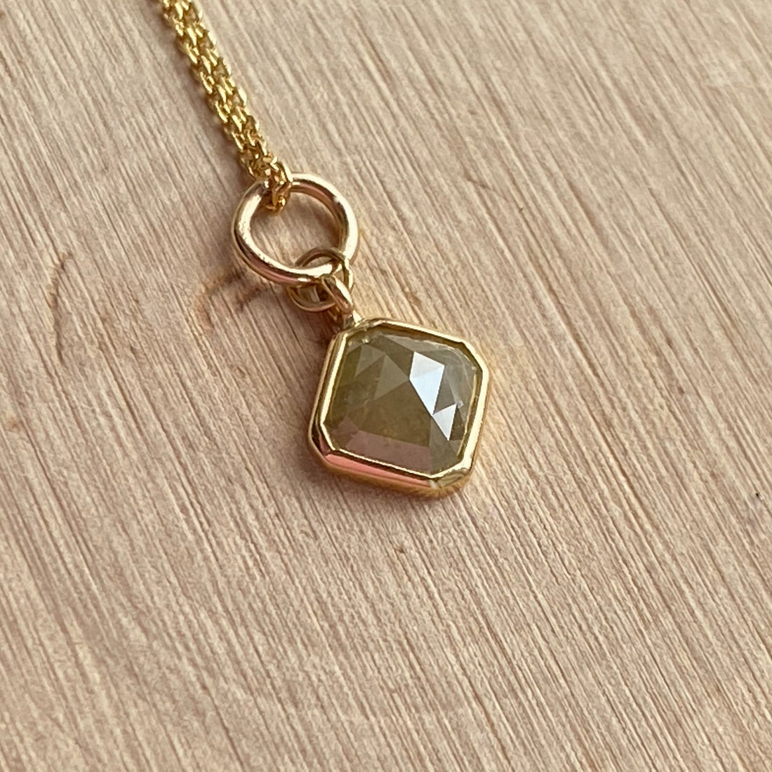 Gray Diamond Pendant Necklace, 18k Gold, April Birthstone