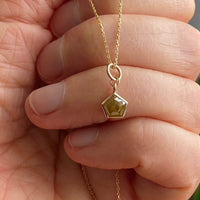 Green Yellow Diamond Pendant Necklace, 18k Gold, April Birthstone