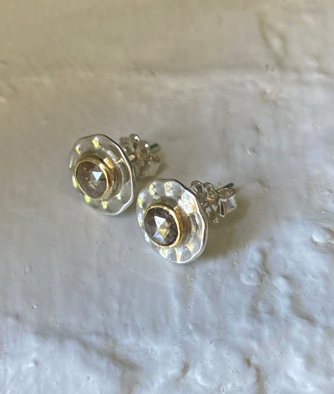 Brown Rose Cut Diamond Stud Earrings