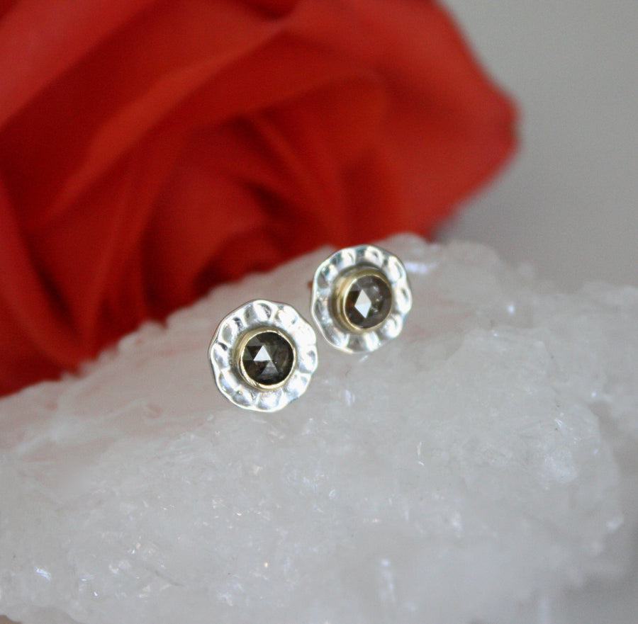 Brown Rose Cut Diamond Stud Earrings