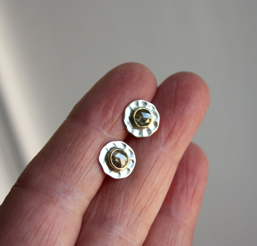 Brown Rose Cut Diamond Stud Earrings